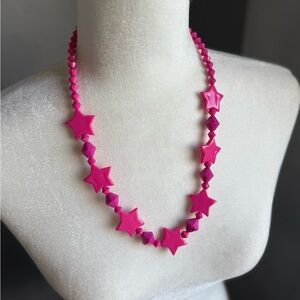 80s/Retro Pink Star Beaded Necklace